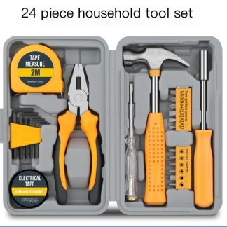 24 piece home tool set kit with hammer pliers screwdrivers and hex keys