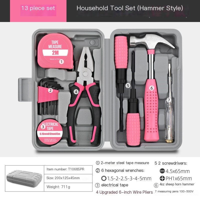 13 Piece Tool Set Hammer Style with Wire Pliers and Screwdrivers