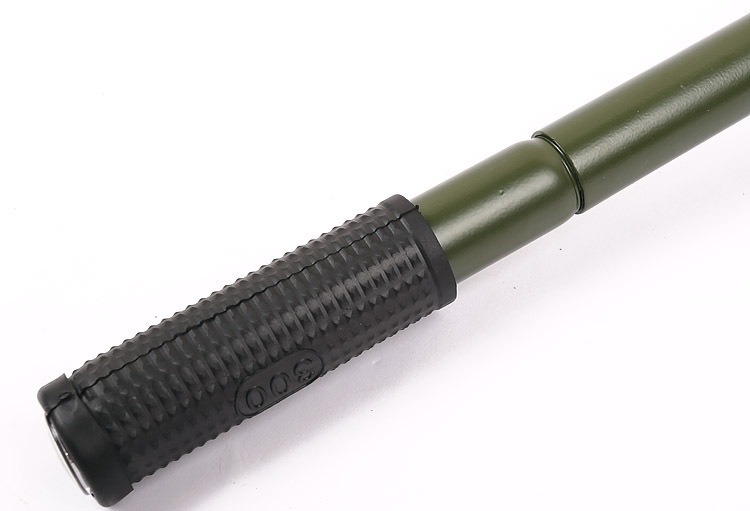 Textured anti-slip handle detail of portable camping shovel